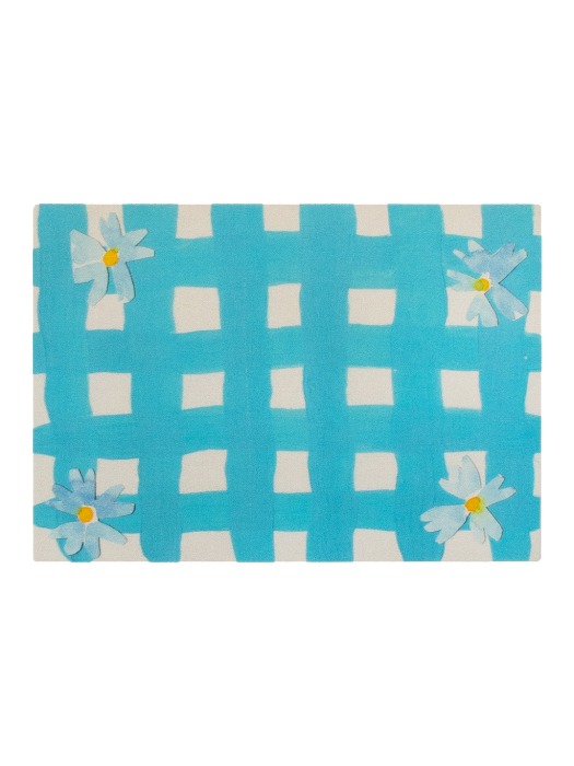 Blue Checked with Flowers Panel