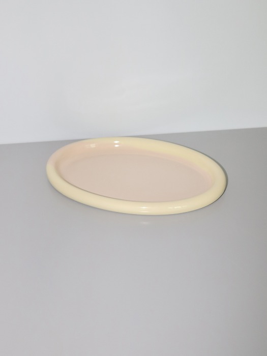 Ring Oval Plate - Yellow &amp; Beige