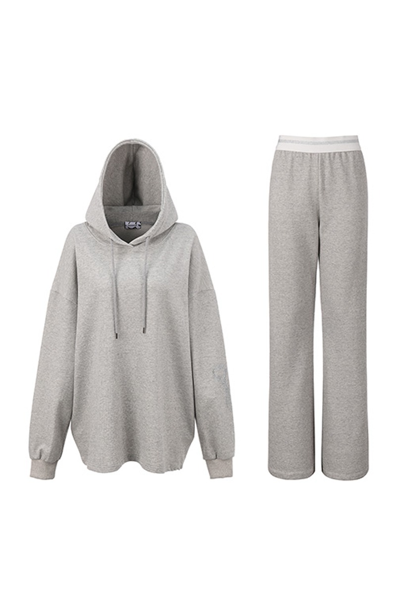 Kang Sisters 24 Hot Piece Hooded Sweatsuit Set-Gray