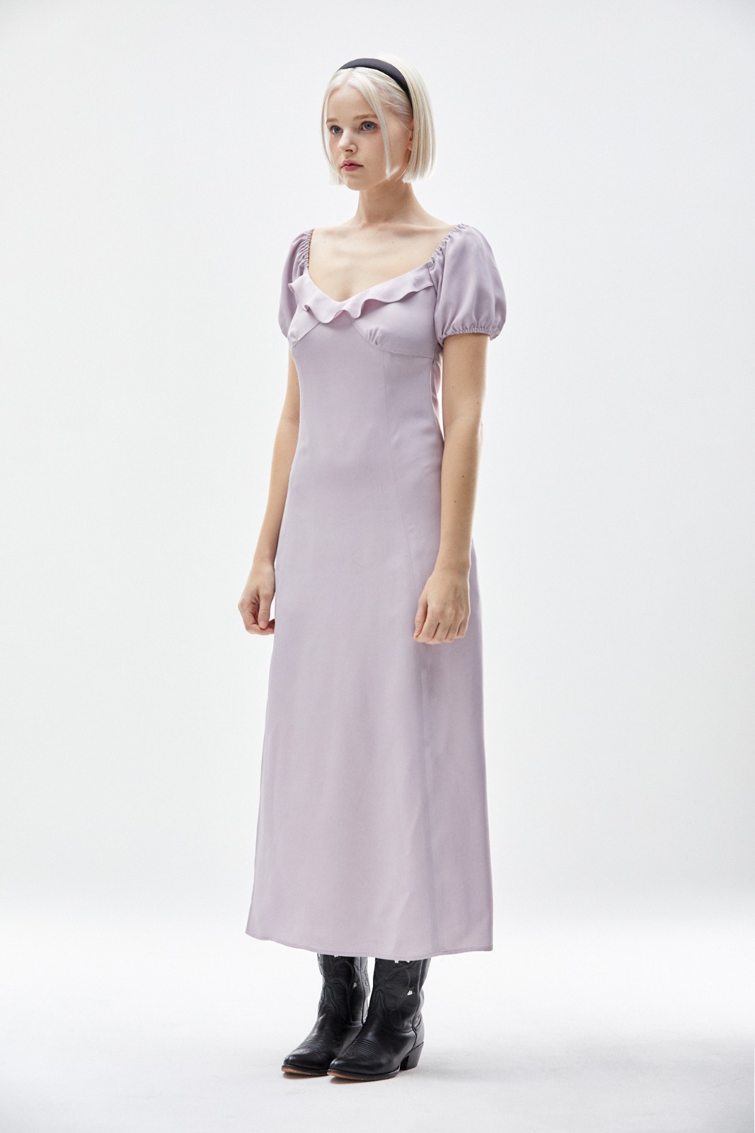 레이온) twinkie ruffle maxi dress-lavender