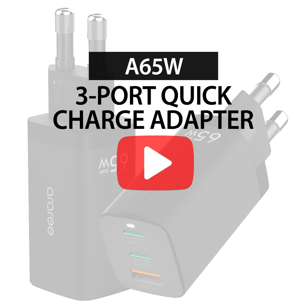 [araree] A65W , 3-PORT QUICK CHARGE ADAPTER
