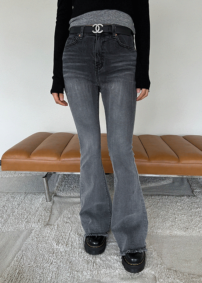 Brushed Lining Washed Bootcut Jeans