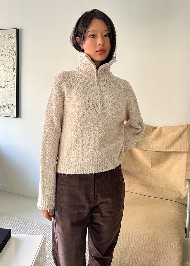 Boucle Anorak Knit Top