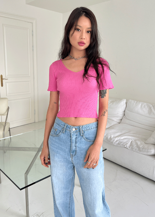 Solid Tone Short Sleeve Knit Top