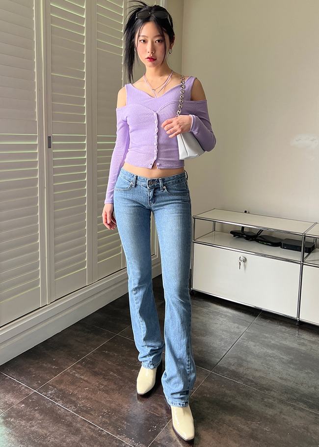 One-Button Bootcut Jeans