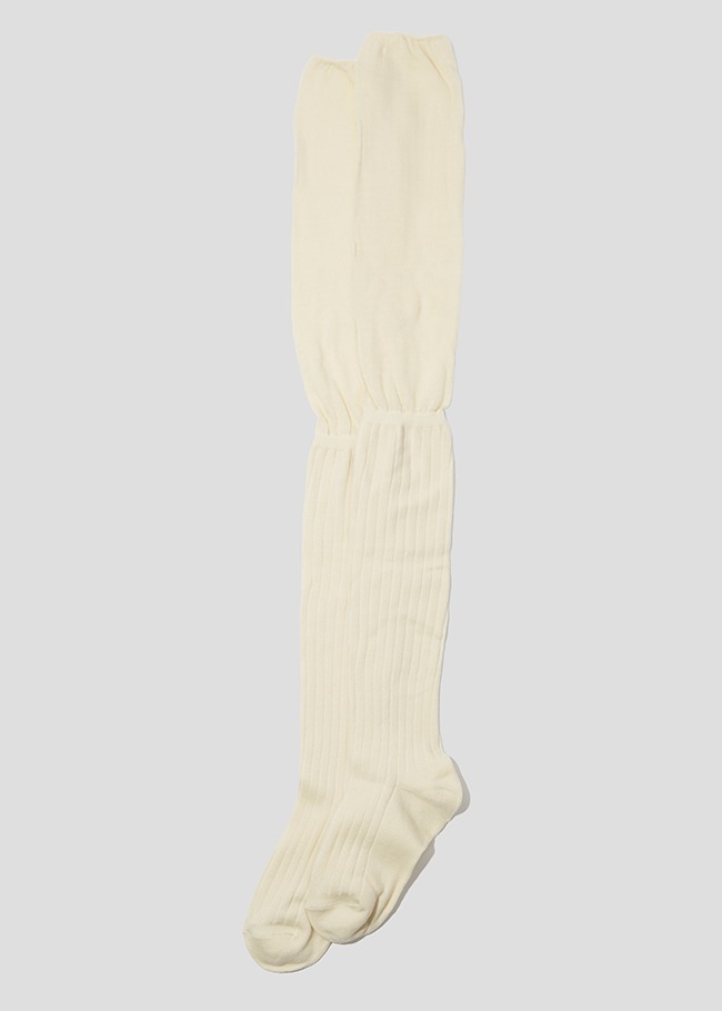 纯色棉混纺罗纹长筒袜