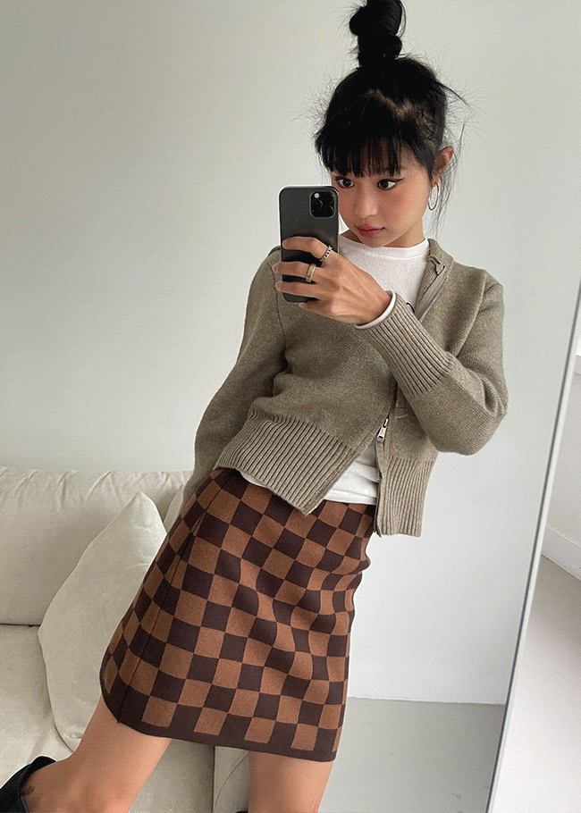 Checkerboard Pattern Mini Skirt