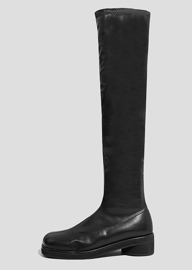 Faux Leather Heeled Tall Boots