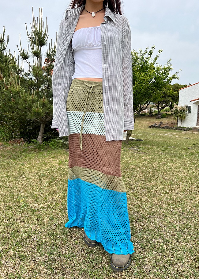 46755 Color Block Maxi Skirt