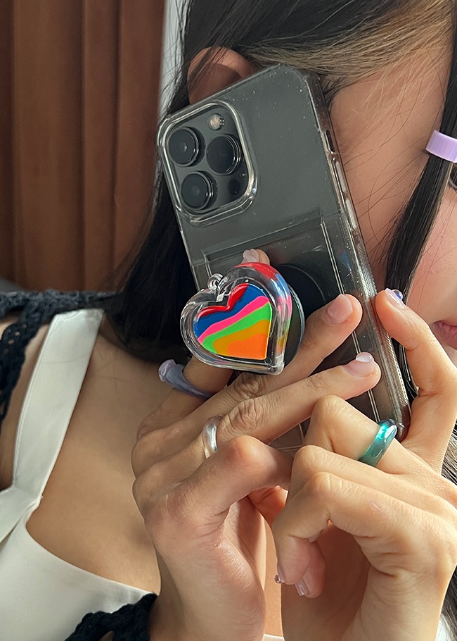 46860 Multicolored Heart Shape Phone Grip