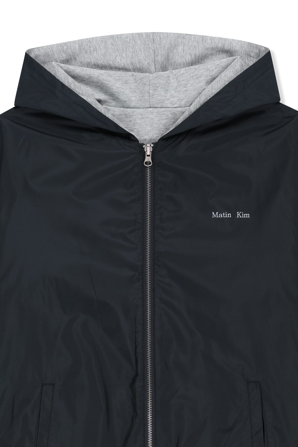 DOUBLE FACE HOODY ZIP UP IN NAVY - MATINKIM