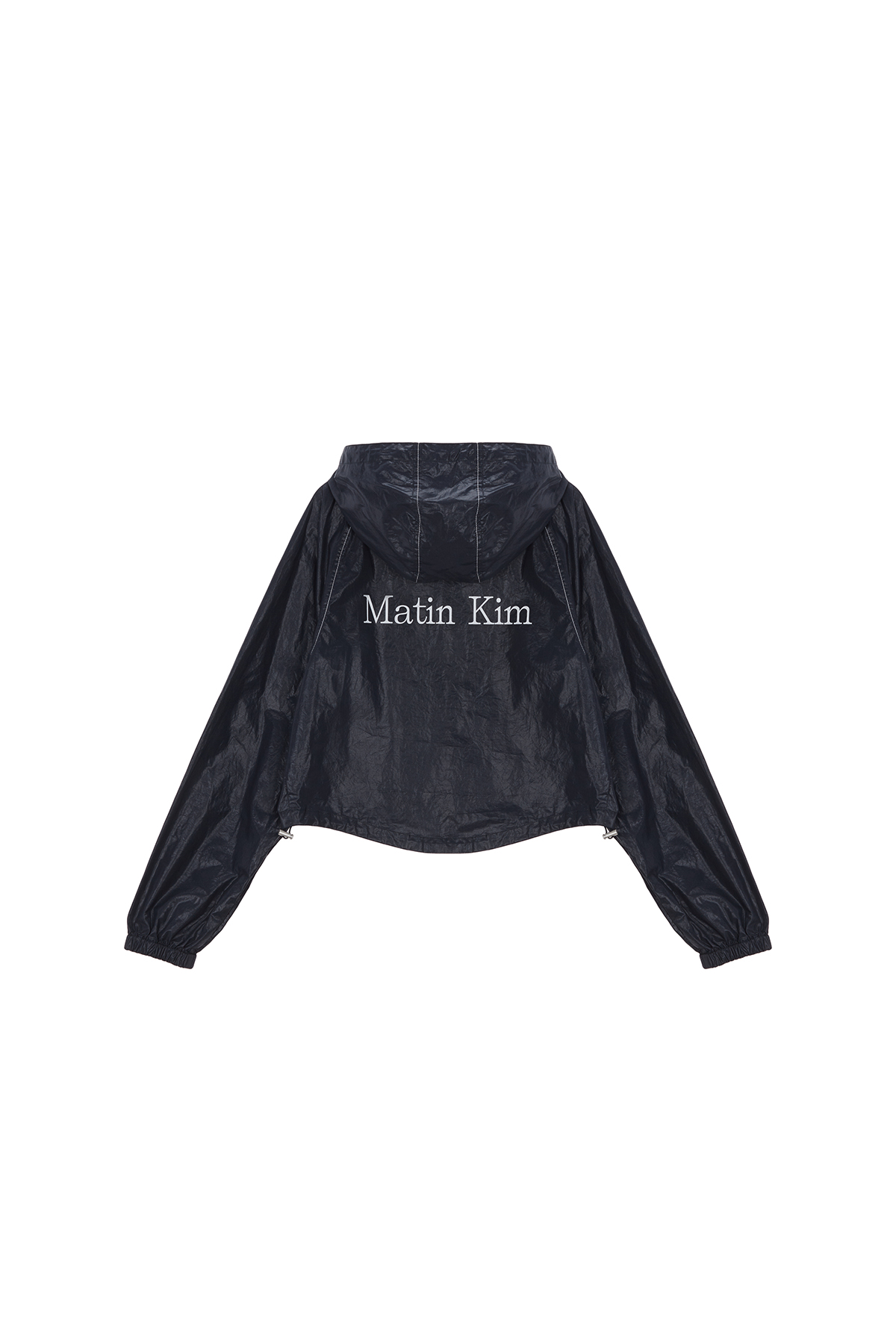 MATIN CROP HOODY COATING JUMPER IN NAVY