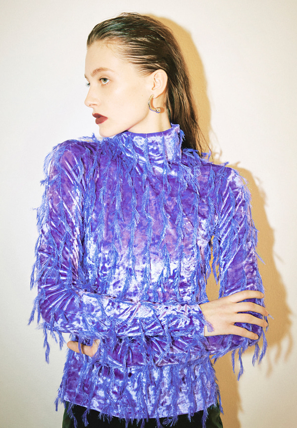 [FW20] Fringe-detail fitted high-neck top