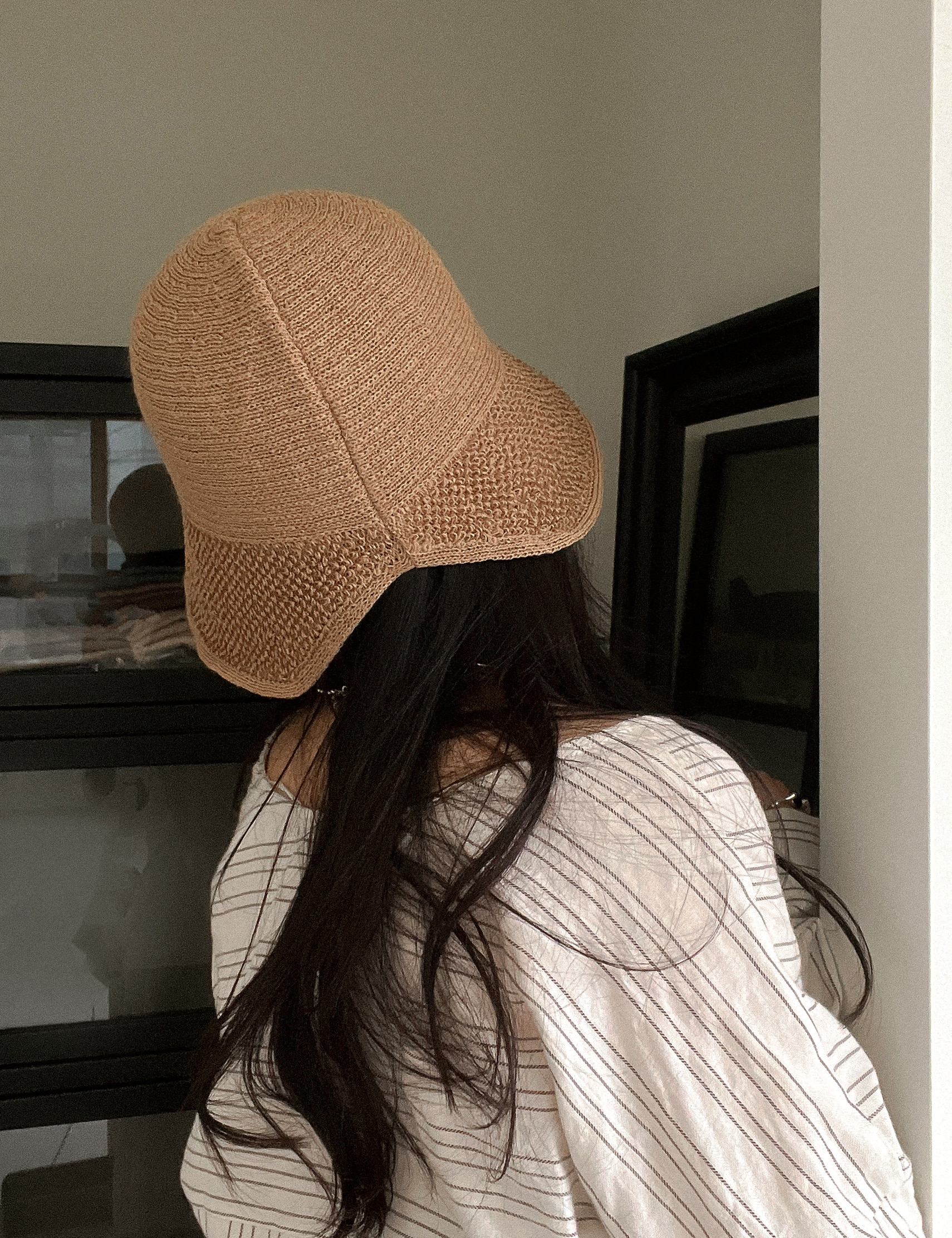 국산 트임 부클 뜨개 여성 밀짚 버킷햇 벙거지 여름 바캉스 모자