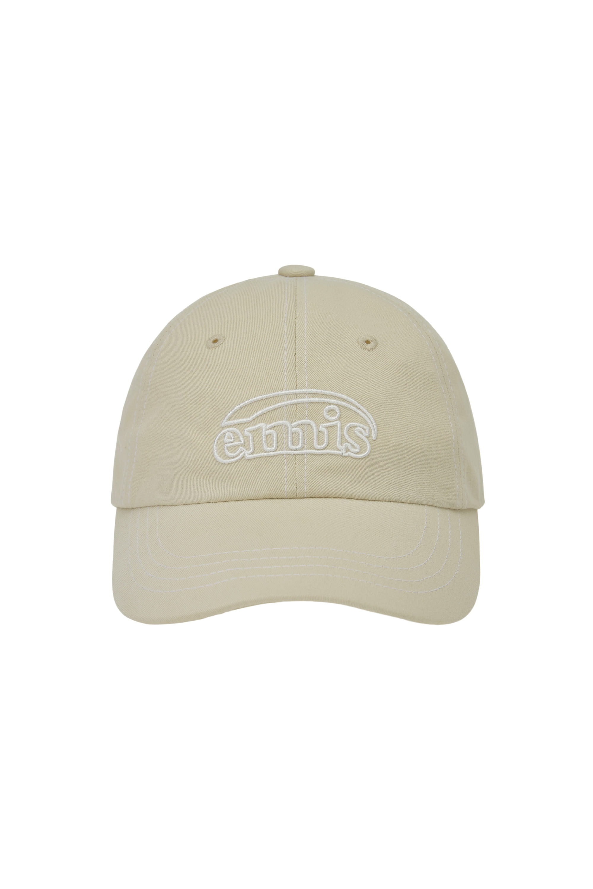 WHITE STITCH BALL CAP-LIGHT BEIGE