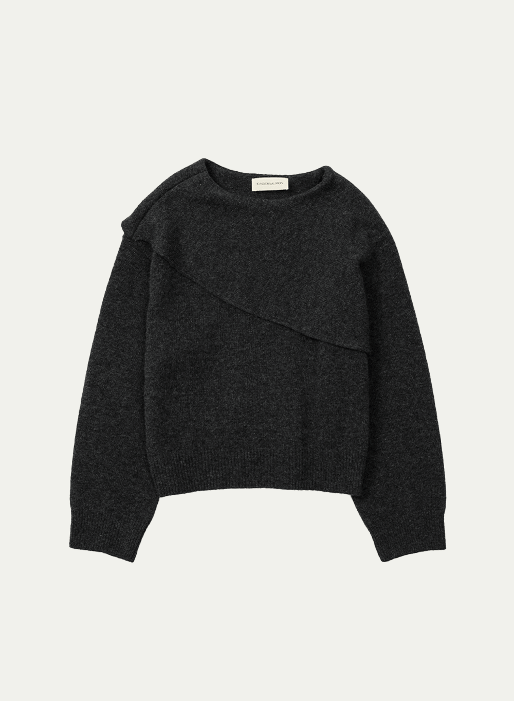 Shawl Knitted Pullover Charcoal-Melange
