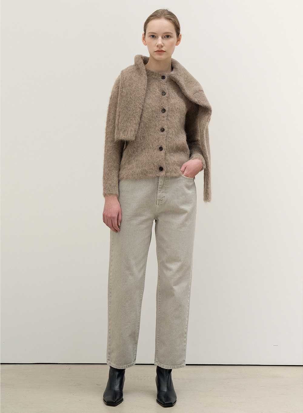 FW20 Rough Touched Alpaca Cardigan Brown