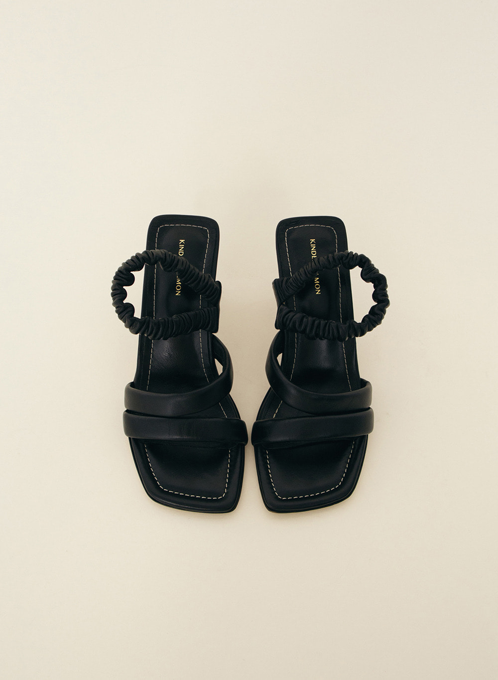 SS21 Ruched Strap Sandals Black