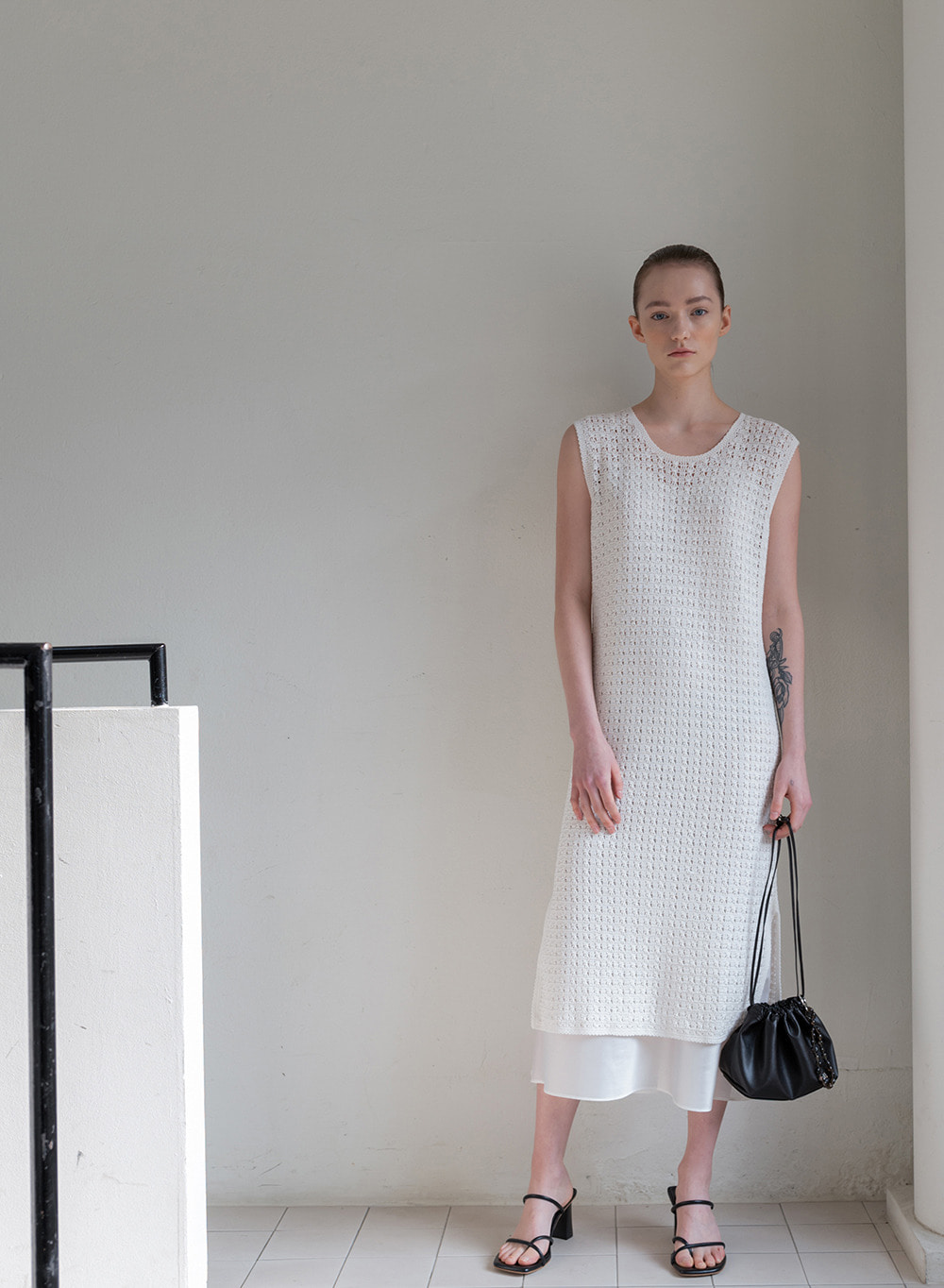 [Exclusive] Handmade Crochet Knit Dress White