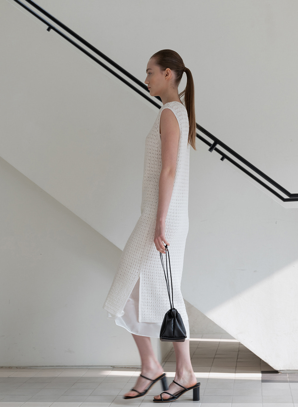 [Exclusive] Handmade Crochet Knit Dress White