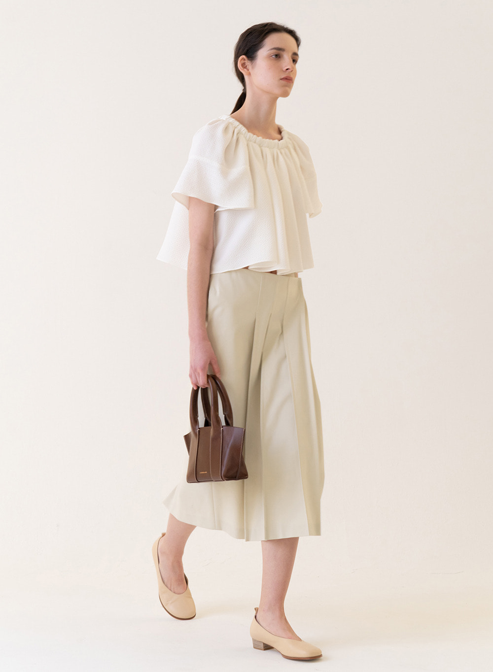 SS22 Wrap Pleated Skirt Ash-beige