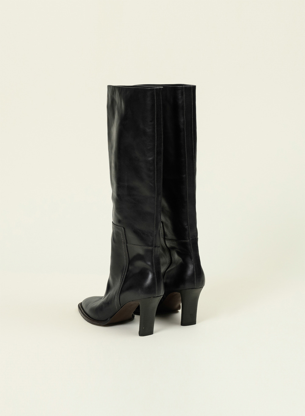 Leather Knee Boots Black