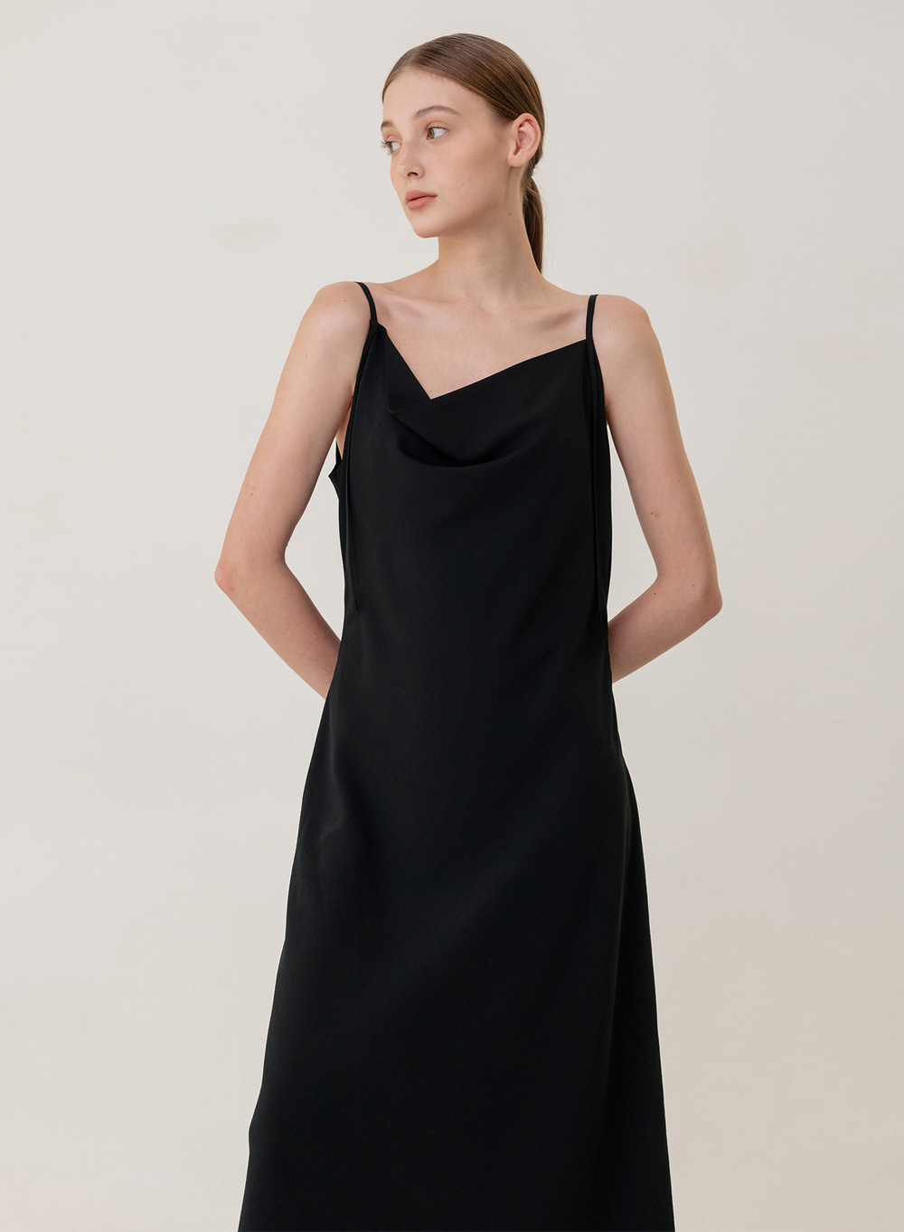 Draped Camisole Dress Black