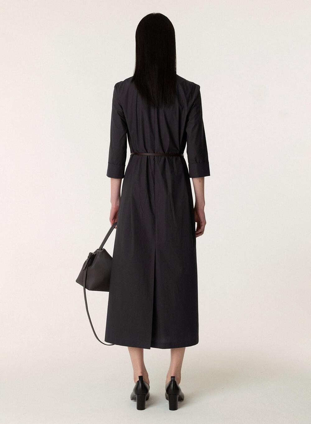 SS23 Draped Neck Belted Dress Charcoal
