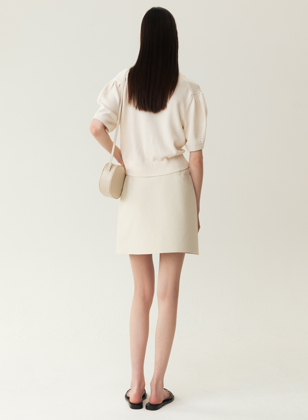 RESORT23 Puff Sleeve Knitted Top Ivory