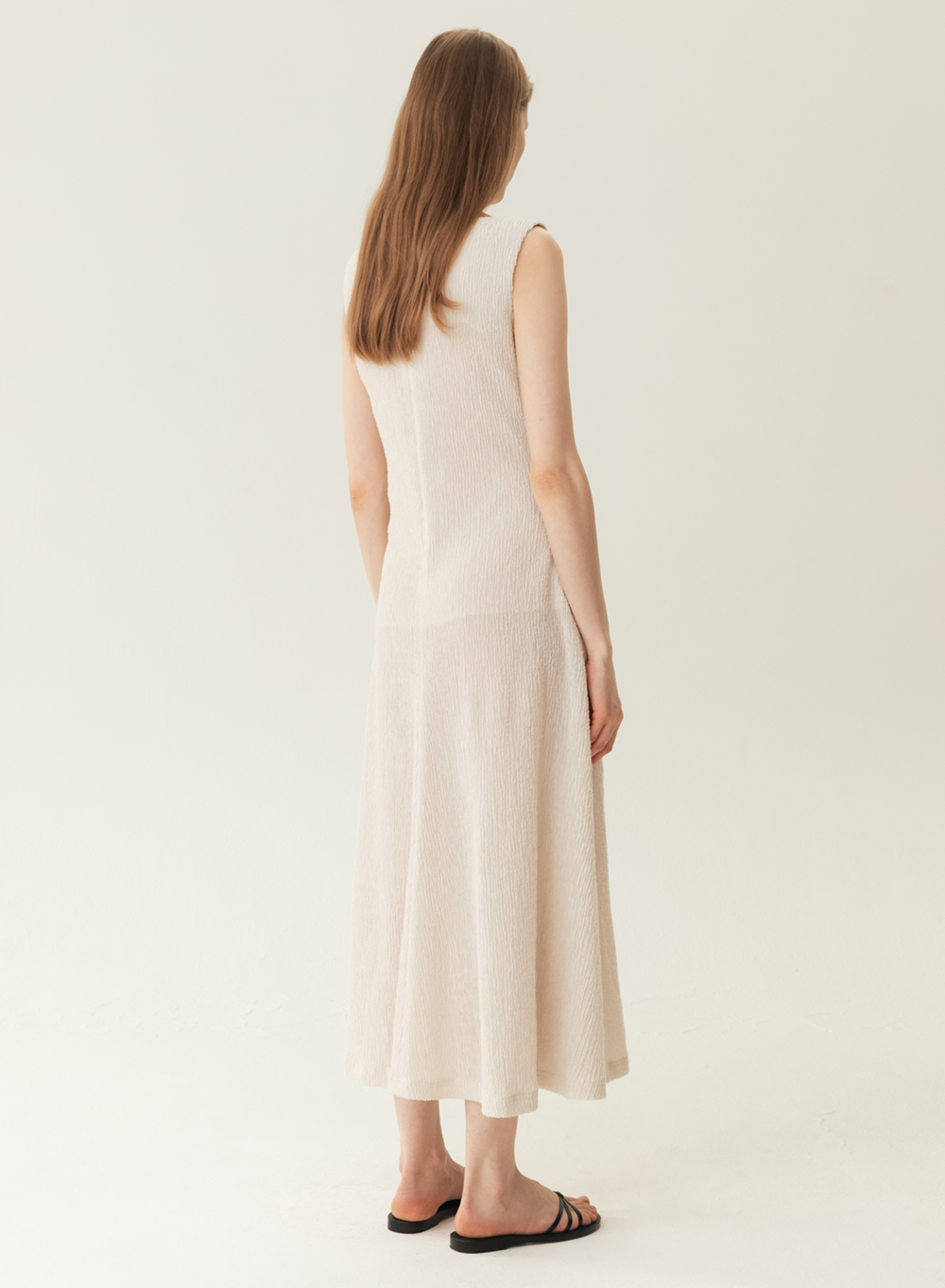 RESORT23 V-Neck Crinkled Dress From Japan (Stylem) Cream