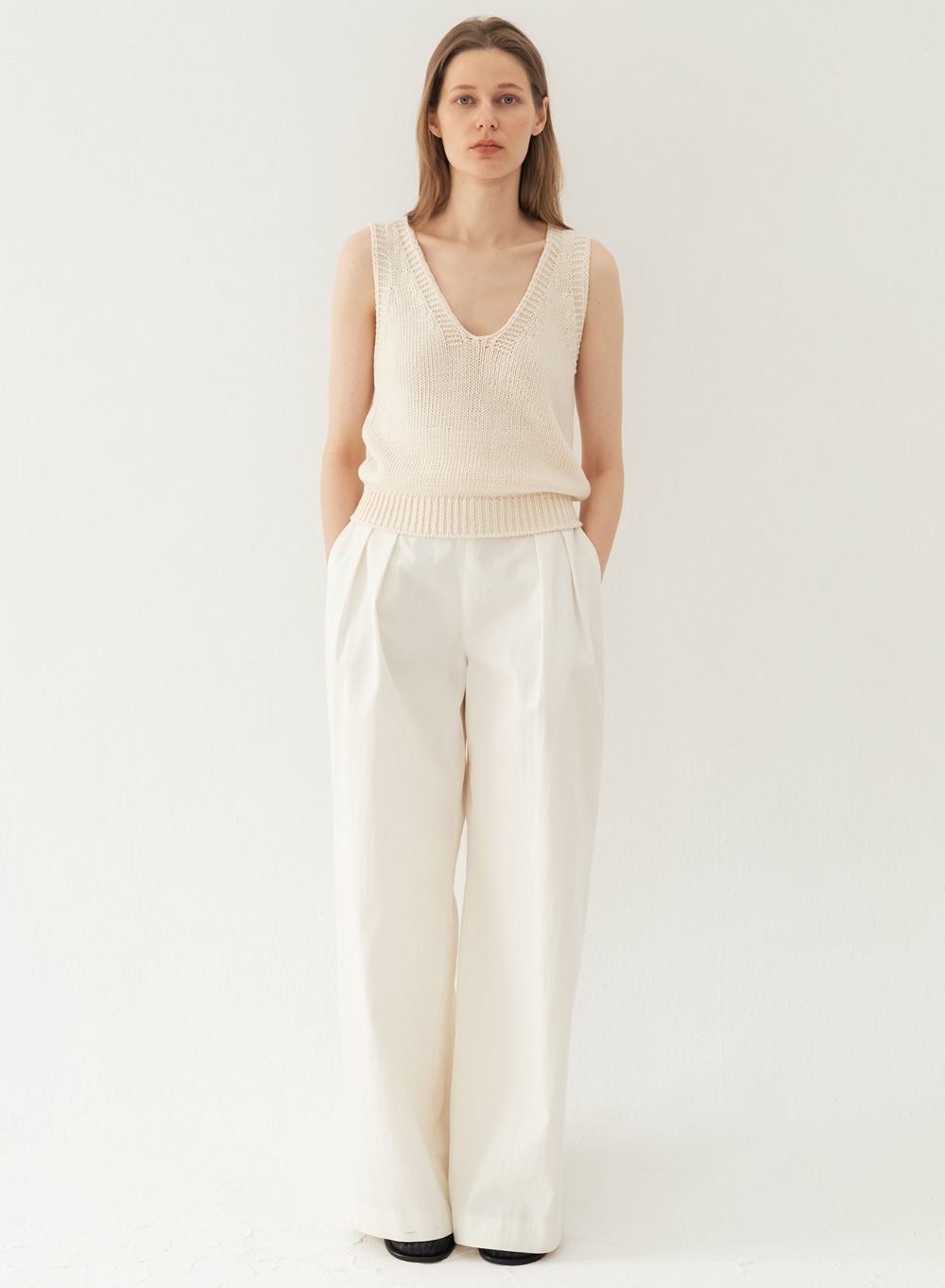 RESORT23 Highwaist Flare Wide Pants Cream