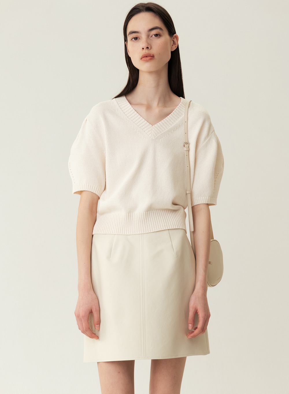 RESORT23 Puff Sleeve Knitted Top Ivory