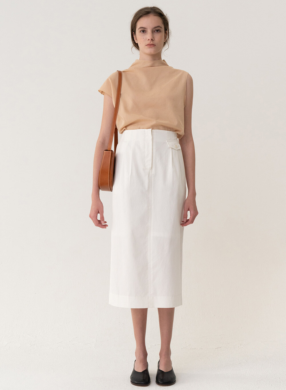 [ESSENTIAL] Original H-line Skirt White