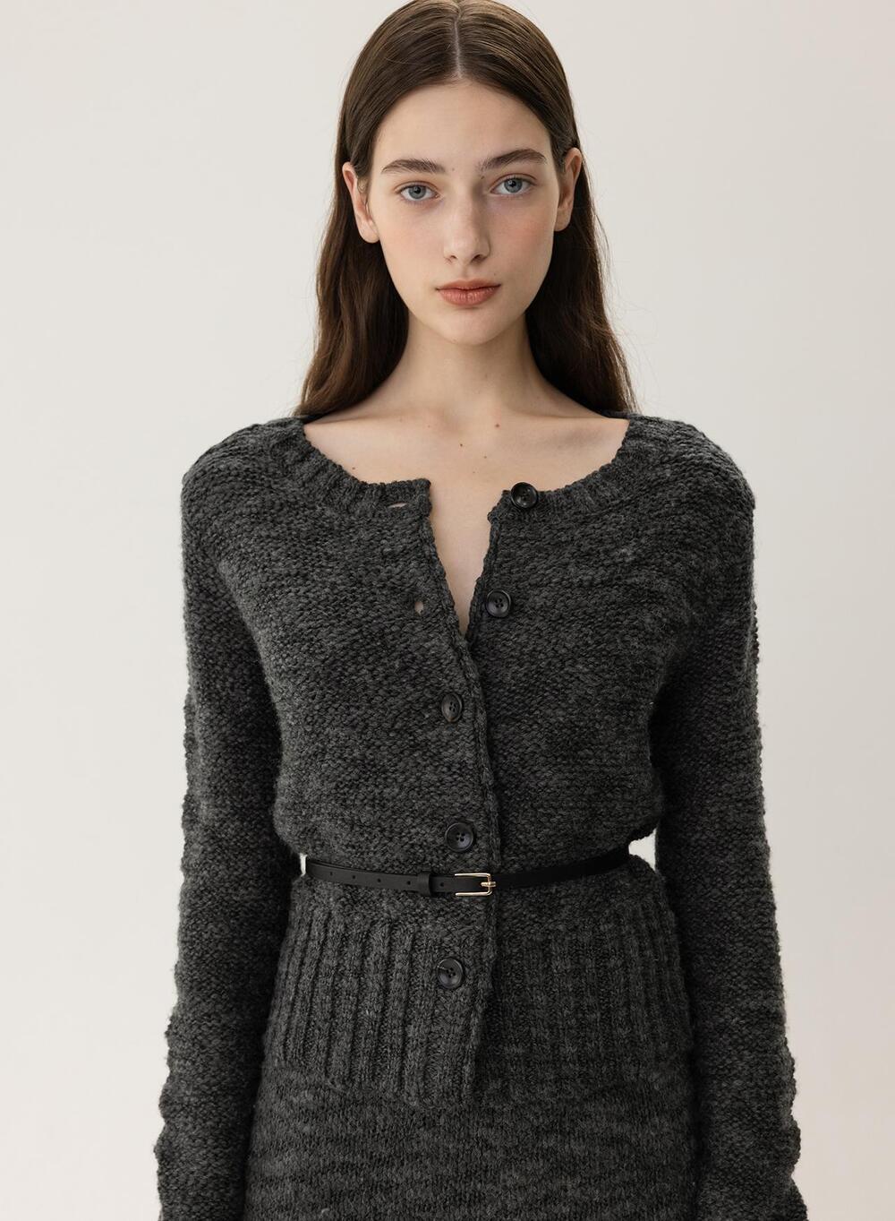 FW23 Boucle Cardigan Charcoal