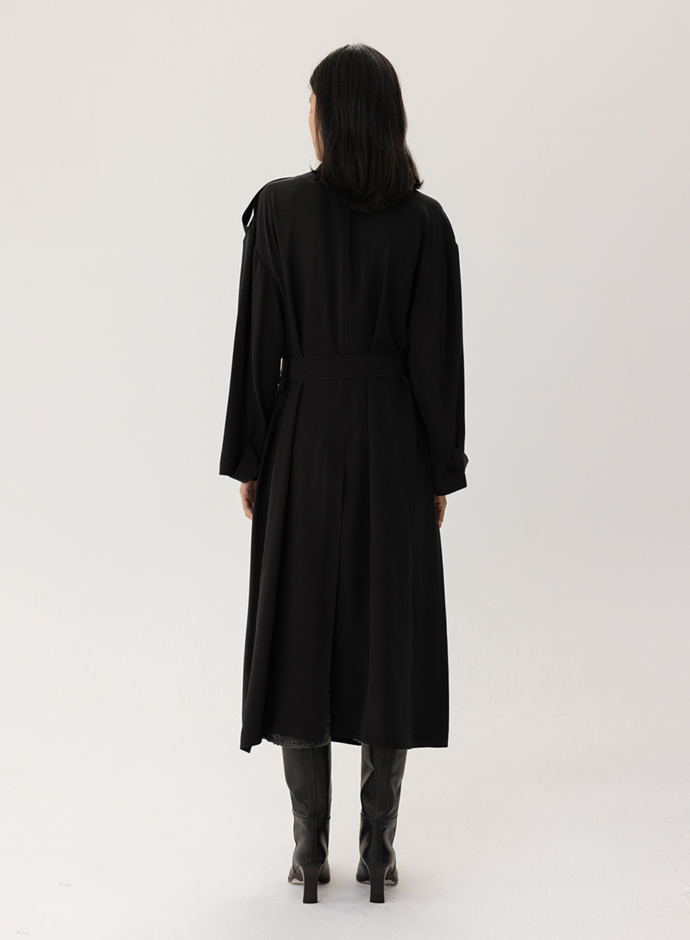[9/26 출고]FW23 Modern Classic 실크 Silk Trench Coat Black