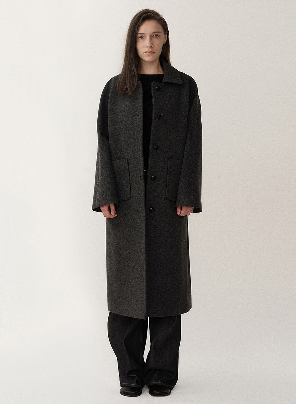 PF23 Ambre Wool Single Coat Mid Grey Melange