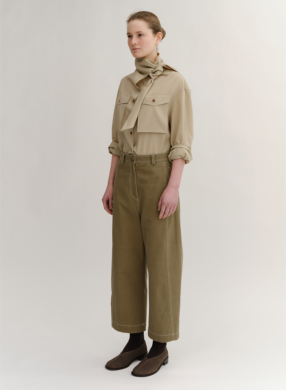 SS24 Stitched Barrel Trouser Ash-Brown