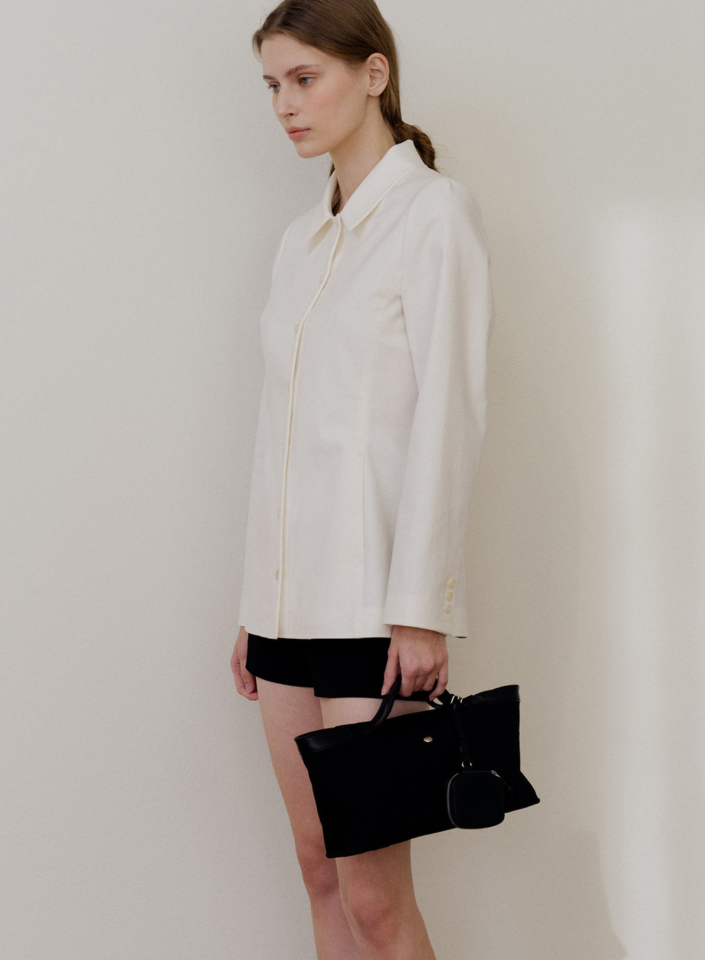 ◆KINDERSALMON◆ Posell Canvas Tote Bag Black BACK IN STOCK 7/24] Posell Canvas Tote Bag Black (S