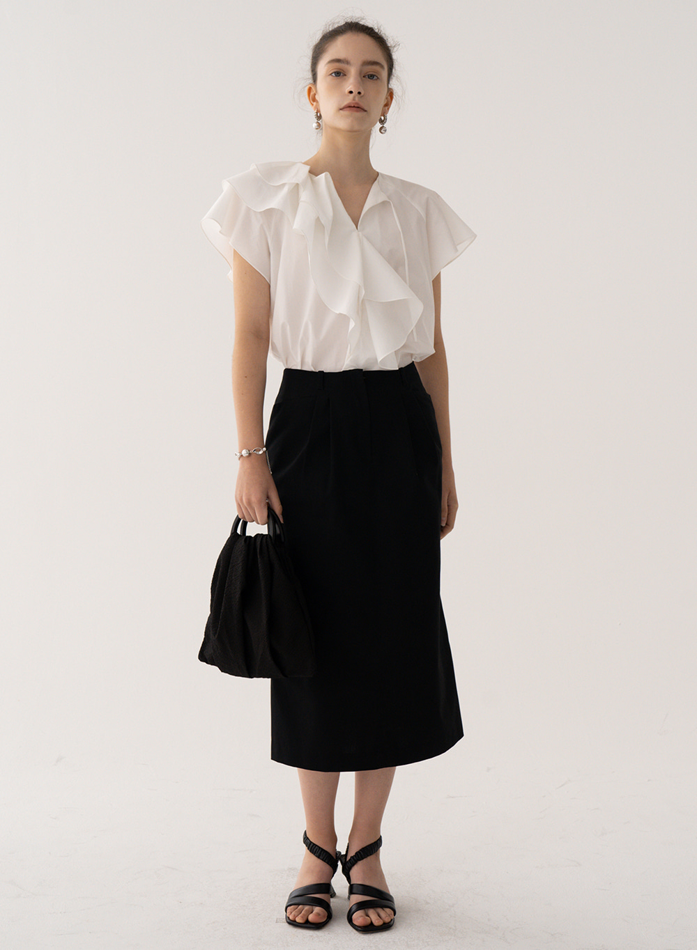 SS21 Straight Midi Skirt From Japan (COSMO) Black