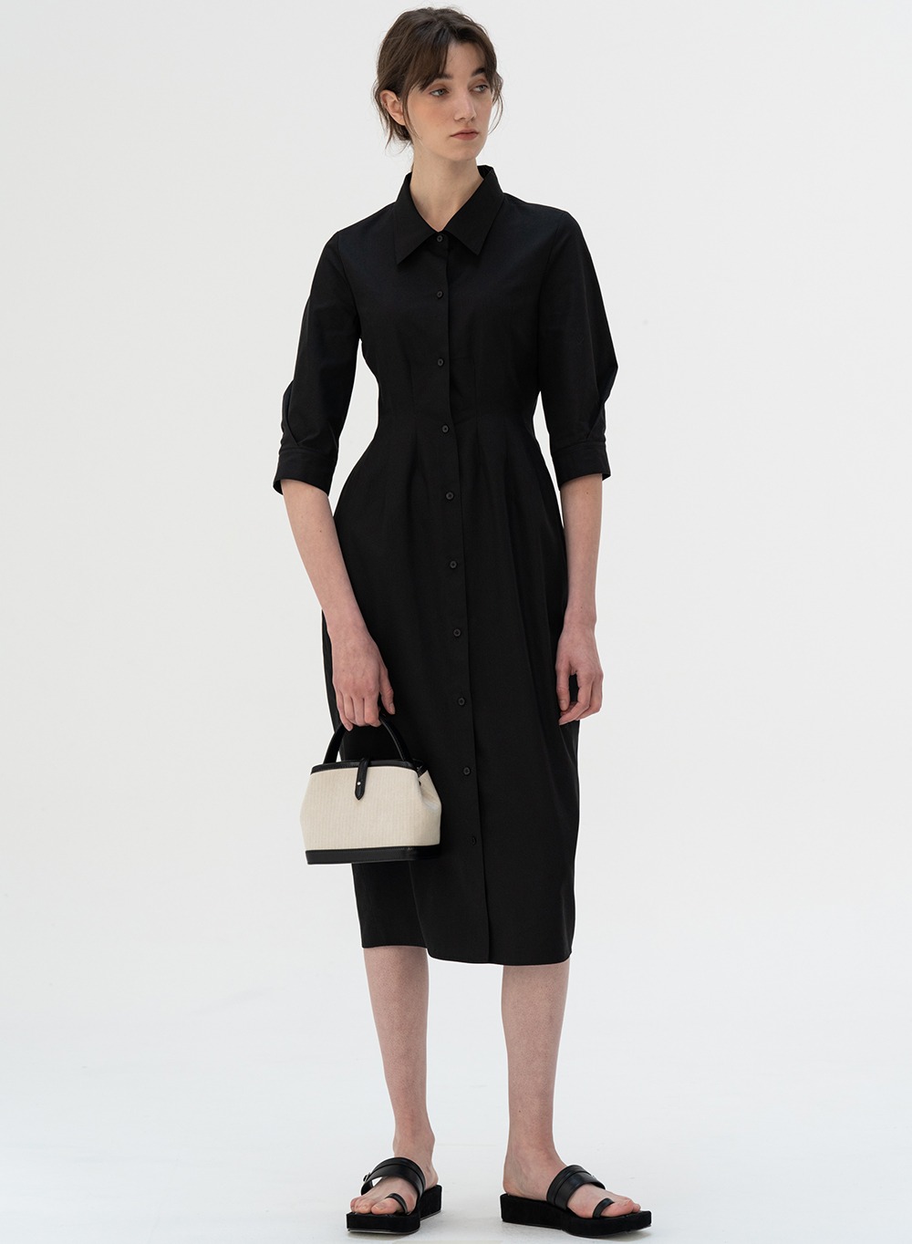 [ESSENTIAL] Original Silhouette Shirt Dress Black