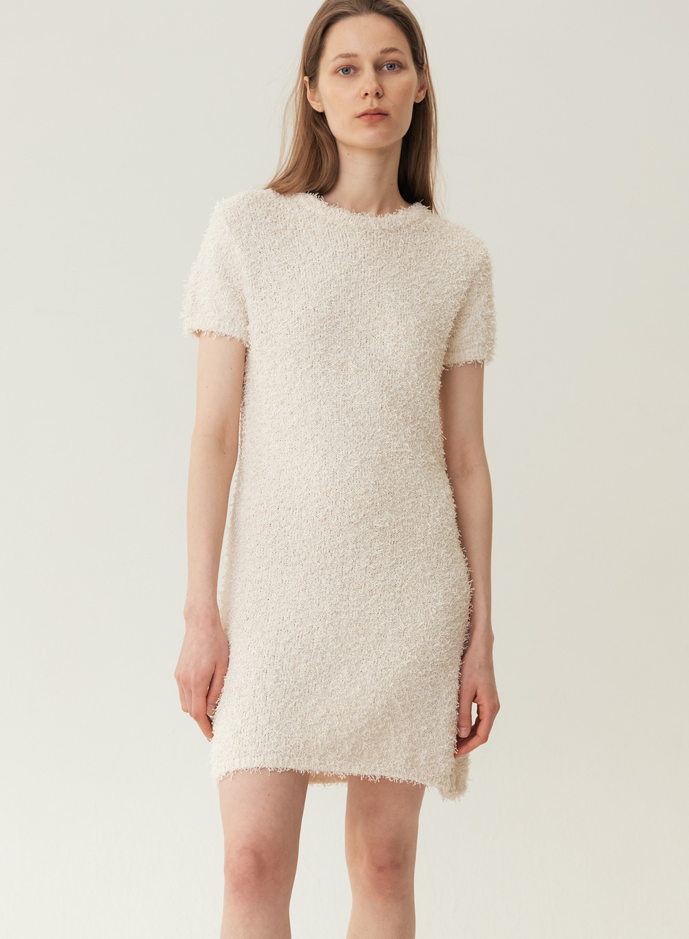 RESORT23 Texture Knitted Dress Cream-Yellow