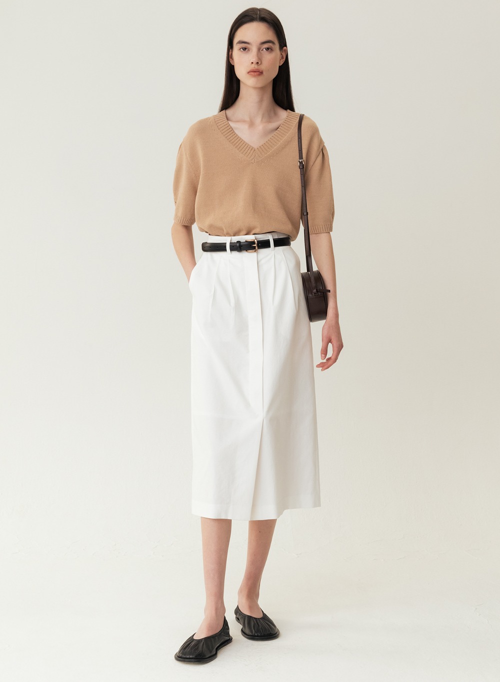 RESORT23 Hidden Button H-line Skirt White