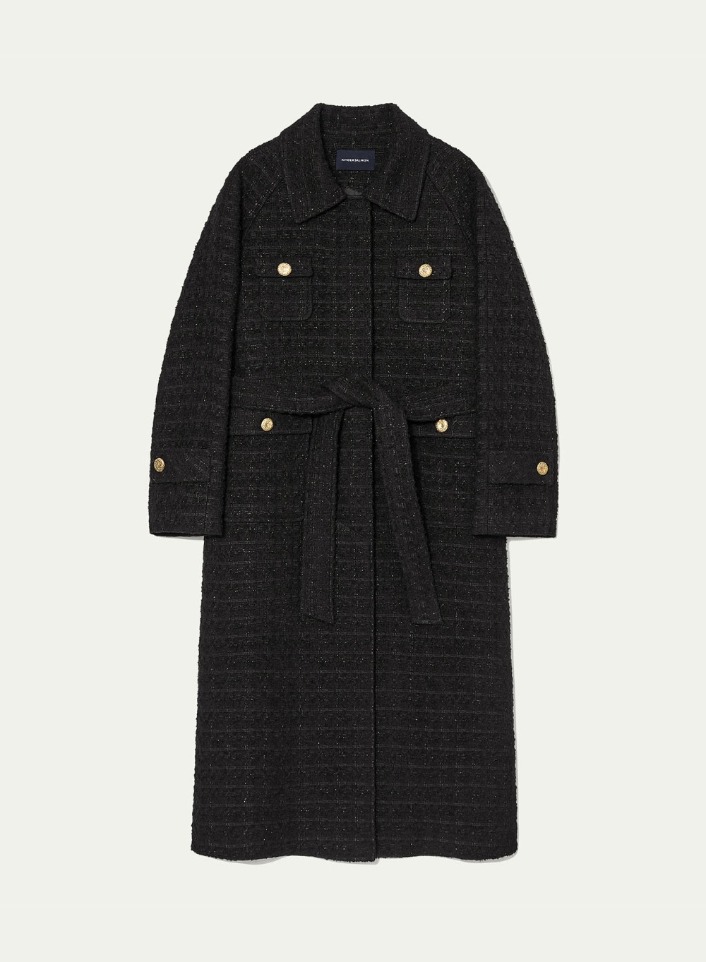 FW23 Tweed Wool Coat Black