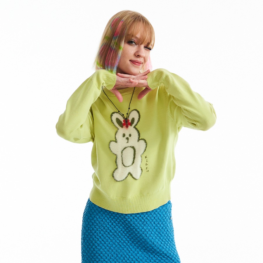 WITTY BUNNY POINT KNIT [LIME]