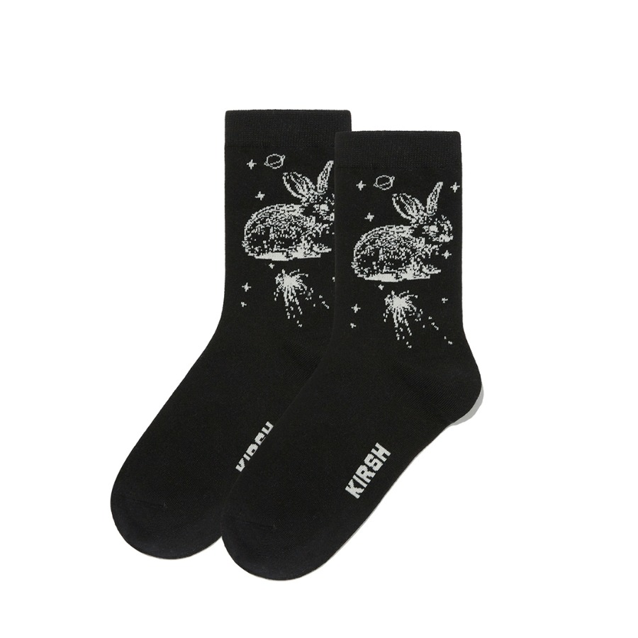 WITTY BUNNY SKETCH GRAPHIC SOCKS [CHARCOAL]
