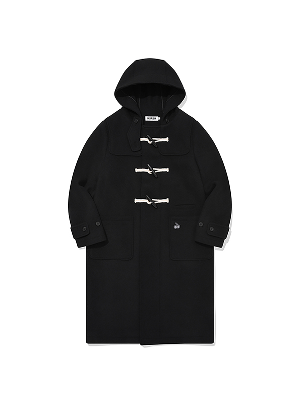 CHERRY HOODIE TOGGLE LONG COAT [BLACK] - kirsh