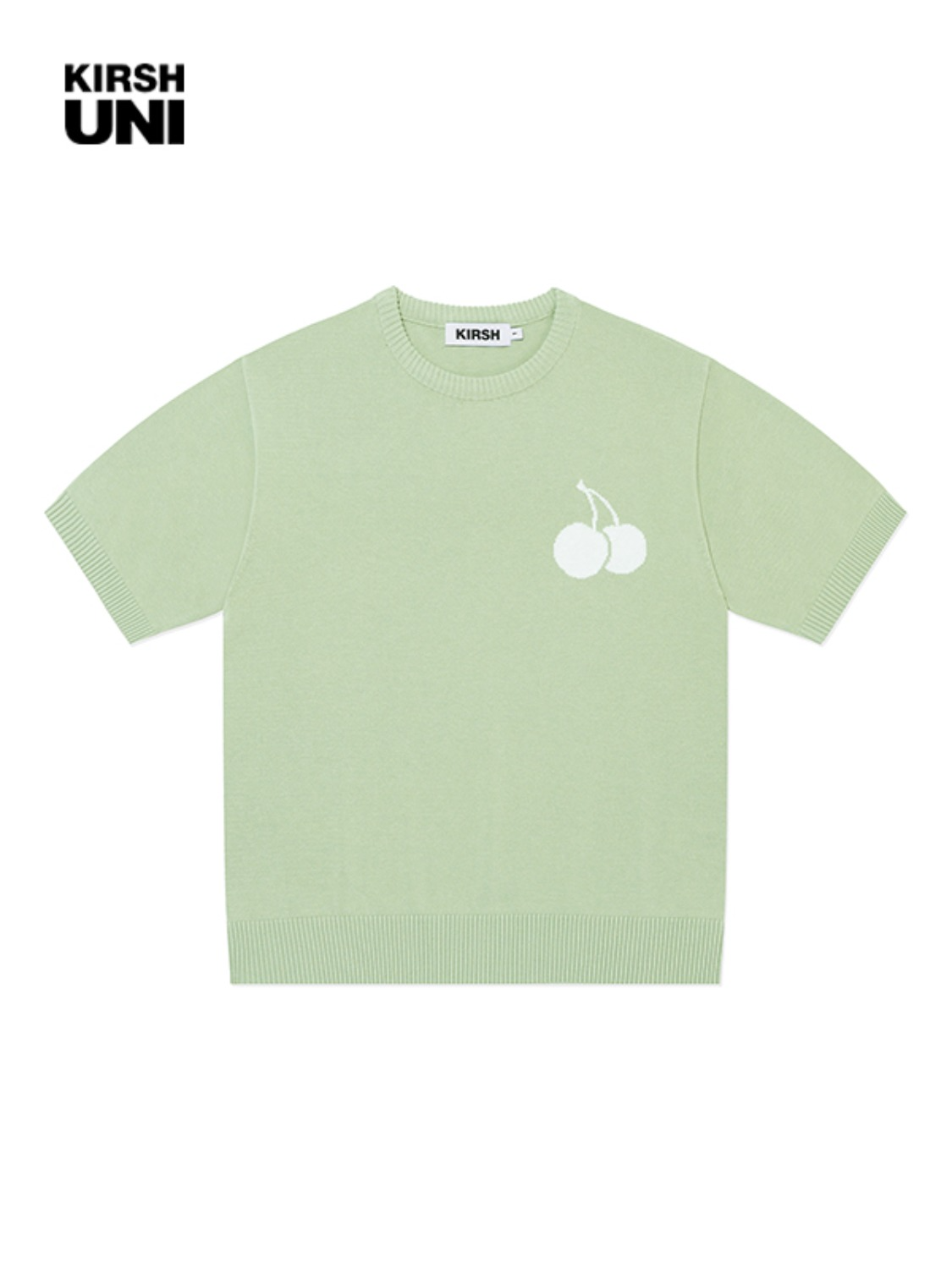 UNI MIDDLE CHERRY HALF SLEEVE KNIT SWEATER KH [GREEN]