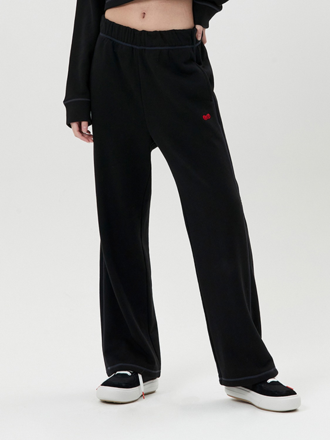 SMALL DOODLE CHERRY WIDE PANTS [BLACK]