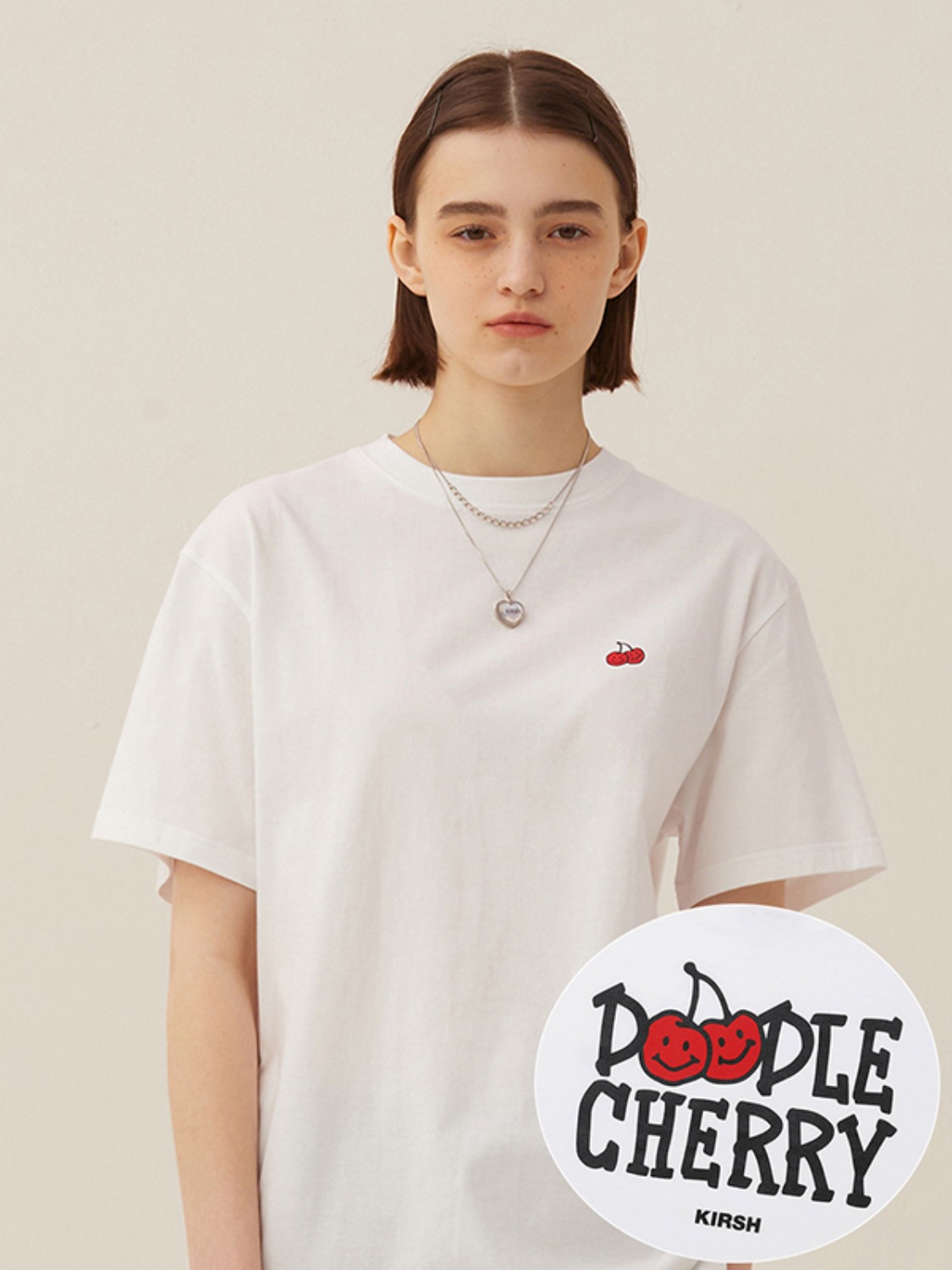 DOODLE CHERRY GRAPHIC SHORT SLEEVE T-SHIRT [WHITE]