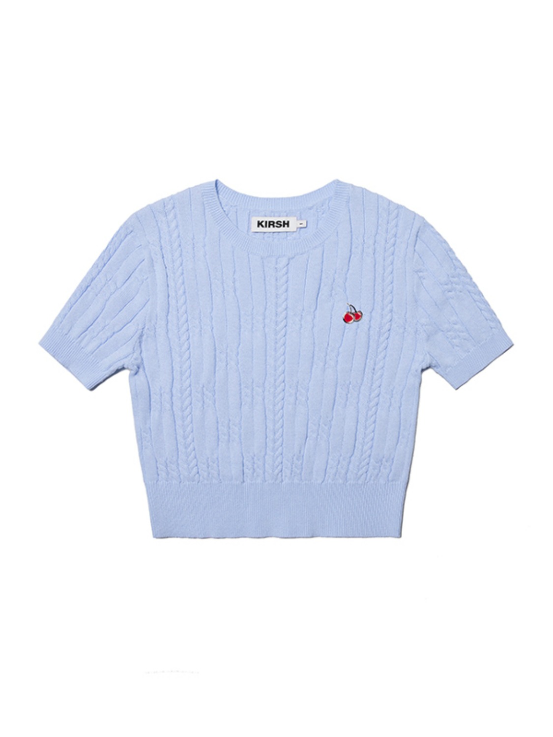 SMALL CHERRY CABLE CROP SHORT SLEEVE KNIT [SKY](7월 13일 예약배송)